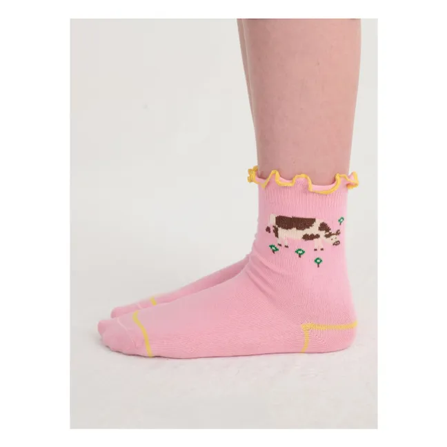 Chaussettes Volants Ferme Coton Bio | Rose