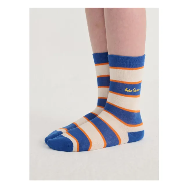 Calcetines de algodón orgánico a rayas | Azul