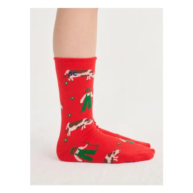 Calcetines Farm Top de algodón ecológico | Rojo