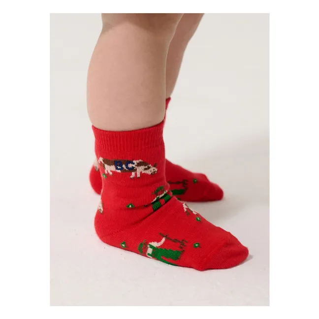 Calcetines de granja de algodón ecológico | Rojo
