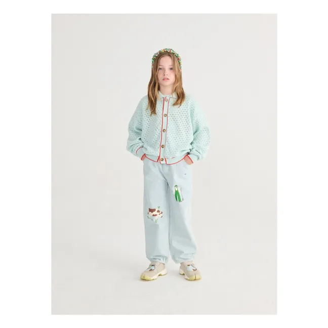 Cardigan Ajouré Coton Bio | Bleu Clair
