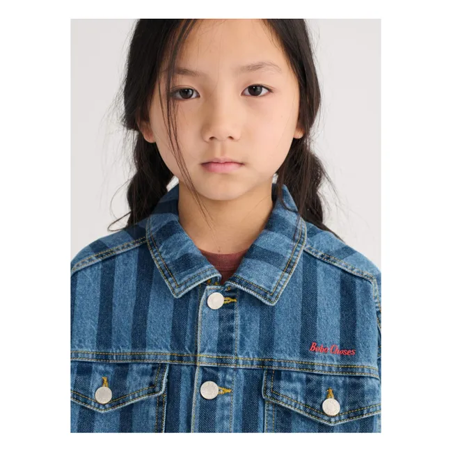 Veste Denim Rayée Coton Bio | Bleu