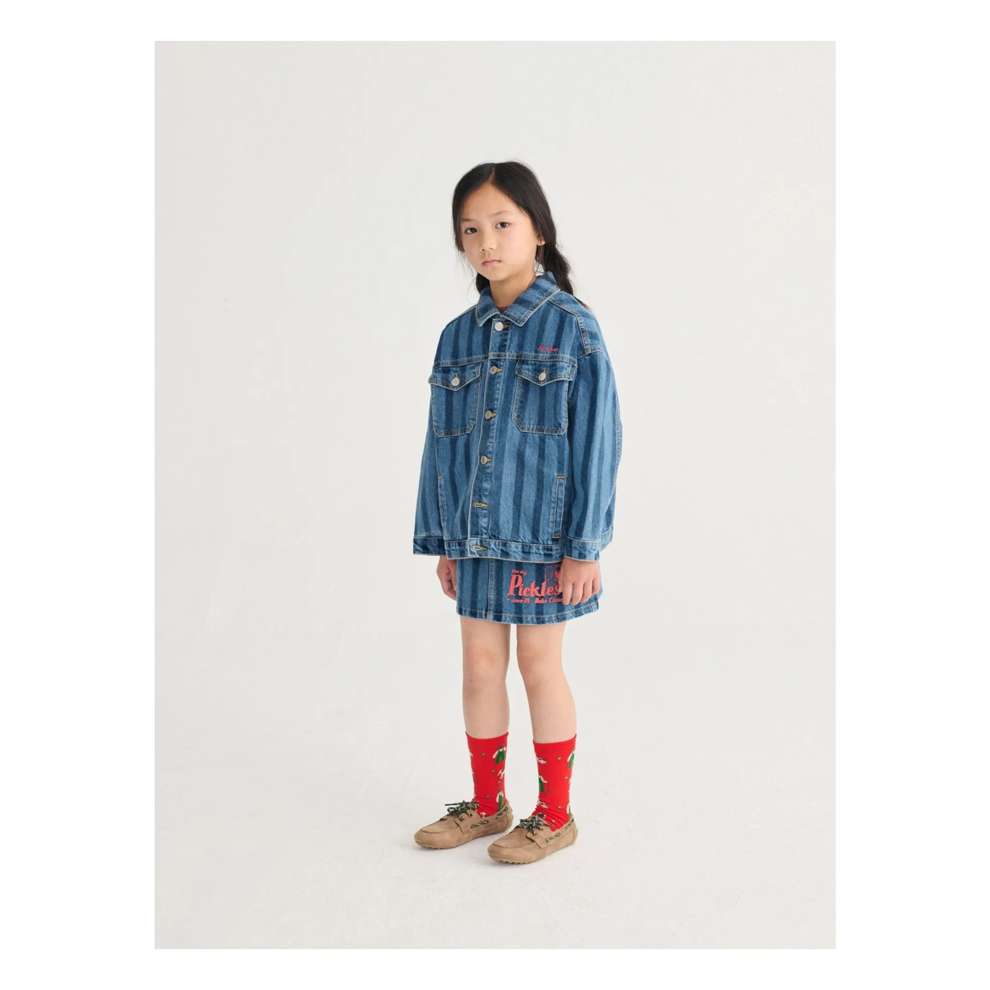 Veste Denim Rayée Coton Bio | Bleu- Image produit n°6