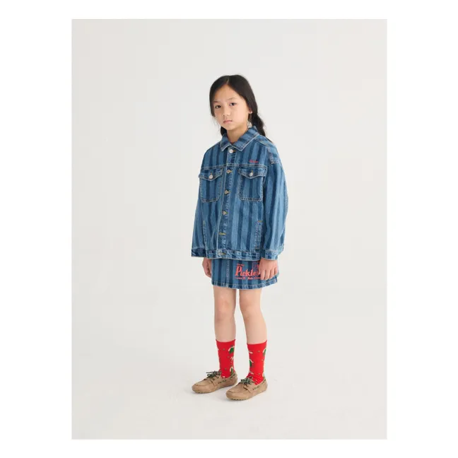 Striped Denim Organic Cotton Jacket | Blue