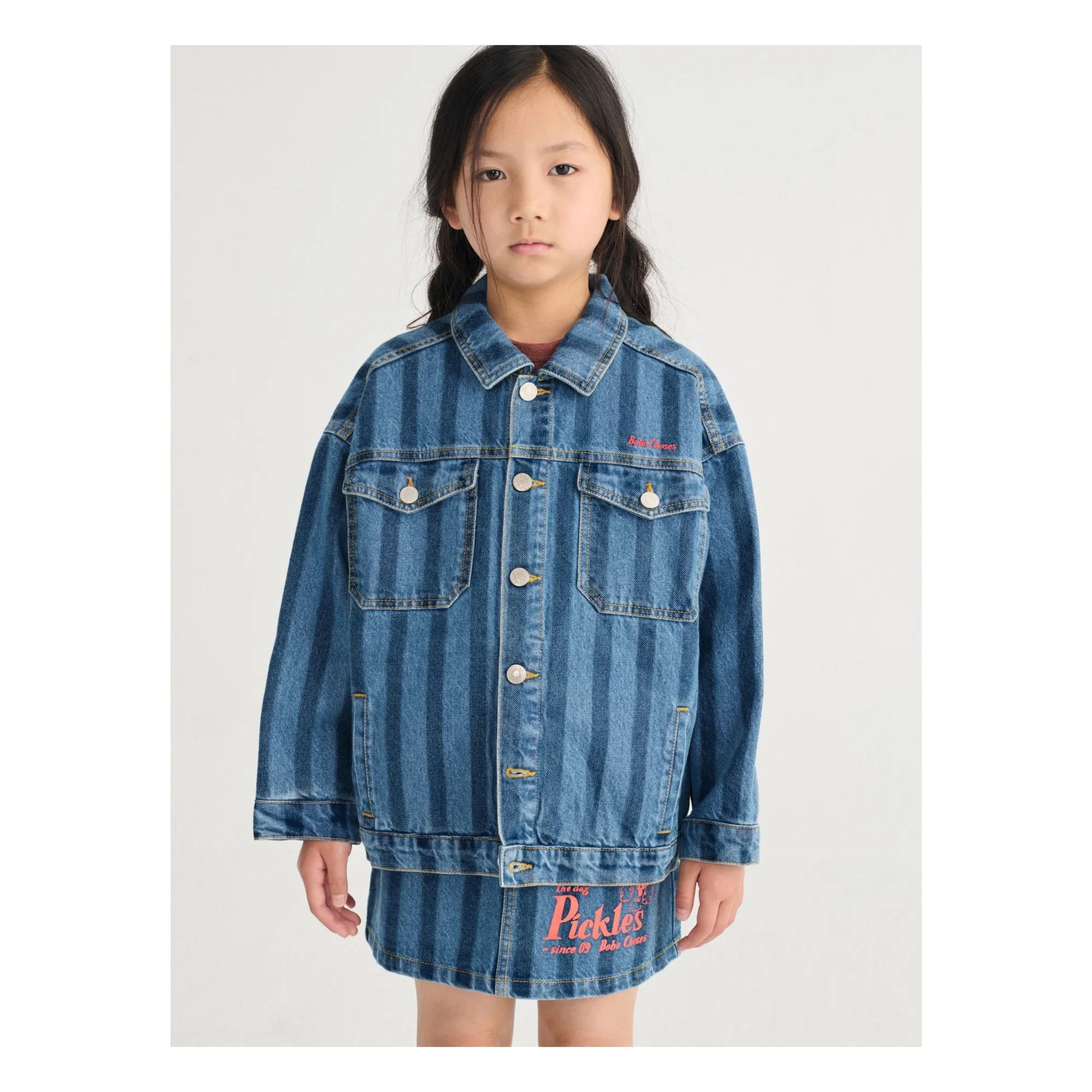 Veste Denim Rayée Coton Bio | Bleu- Image produit n°5