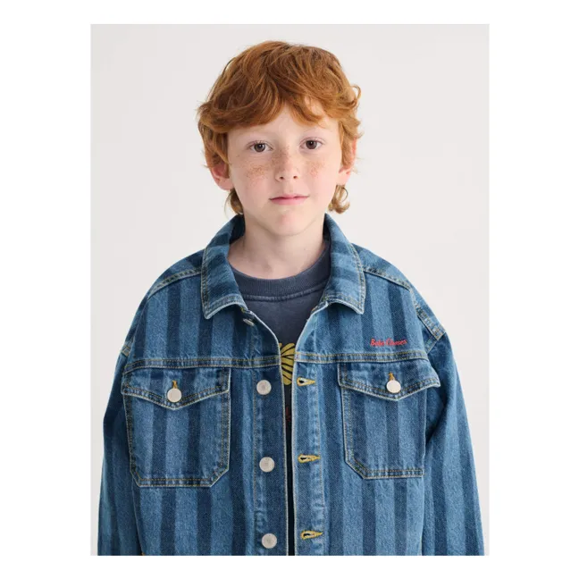 Striped Denim Organic Cotton Jacket | Blue