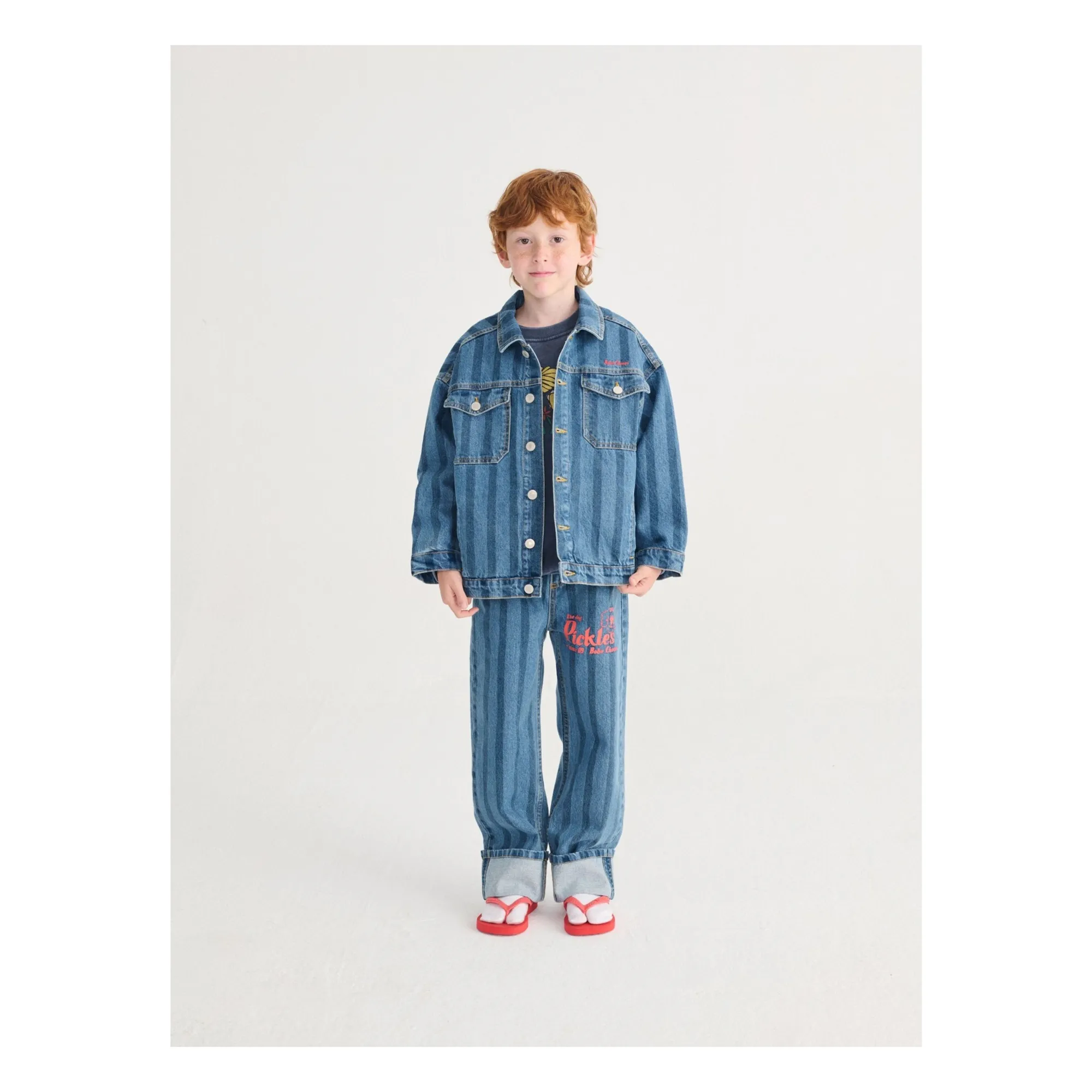 Veste Denim Rayée Coton Bio | Bleu- Image produit n°1