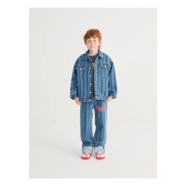 Organic Cotton Striped Jeans | Blue