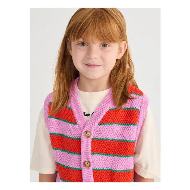 Gilet Sans Manches Rayé Coton Bio | Violet