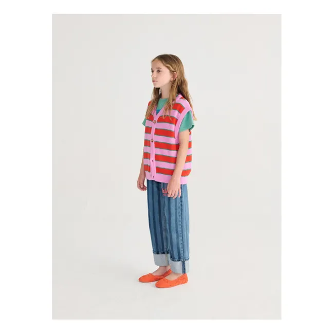 Chaleco sin mangas a rayas de algodón ecológico | Violeta