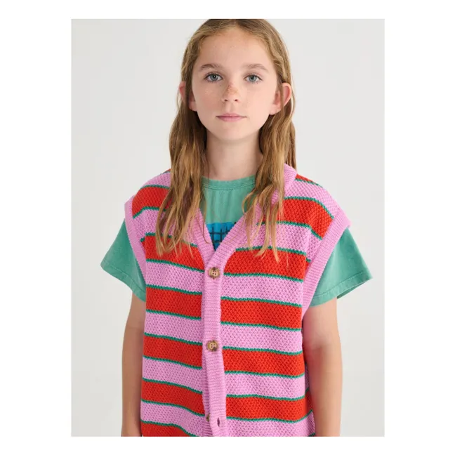 Gilet Sans Manches Rayé Coton Bio | Violet