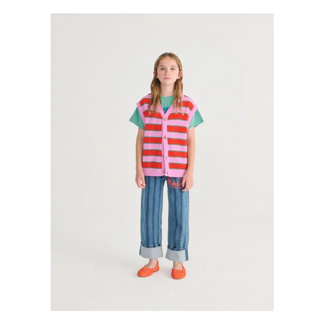 Organic Cotton Striped Jeans | Blue
