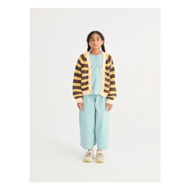 Gonna-pantalone a margherita in cotone biologico | Azzurro