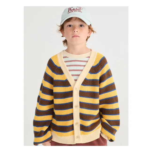 Striped Organic Cotton Cardigan | Yellow