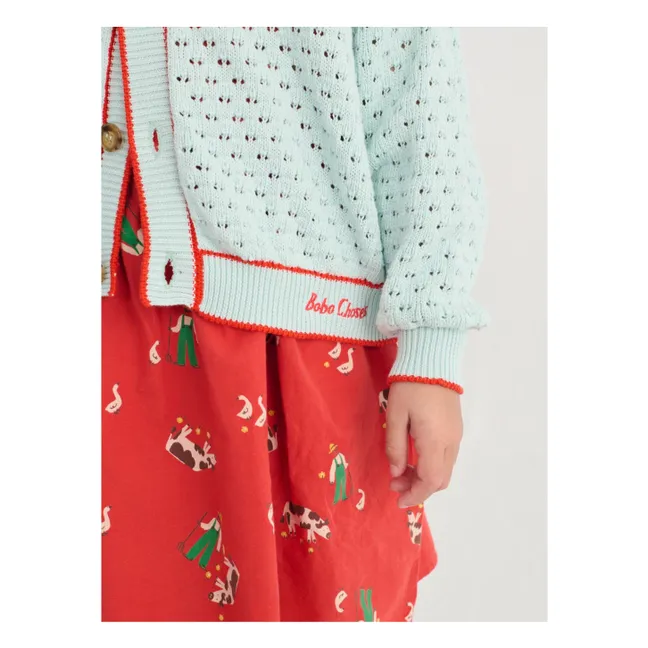 Cardigan Ajouré Coton Bio | Bleu Clair