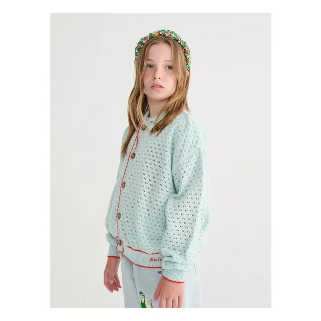 Cardigan Ajouré Coton Bio | Bleu Clair