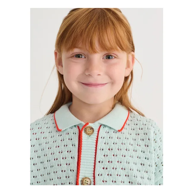 Cardigan Ajouré Coton Bio | Bleu Clair