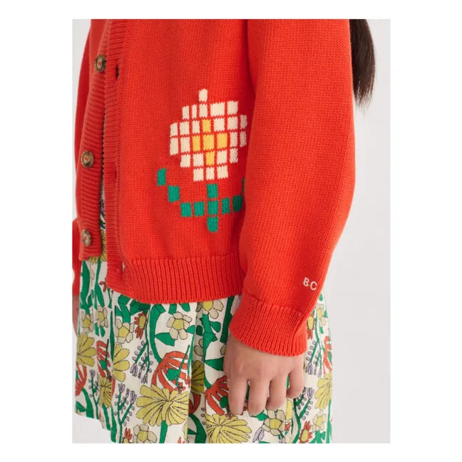 Organic Cotton Daisy Cardigan | Red