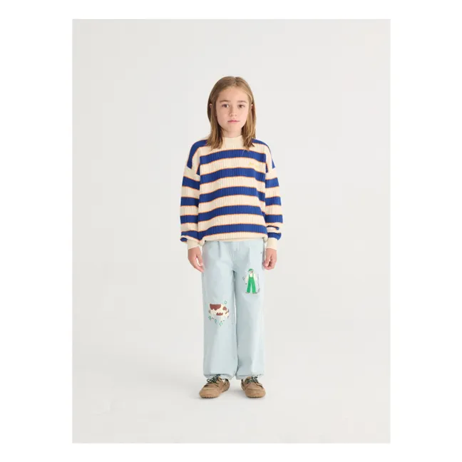 Striped Organic Cotton Sweater | Heather beige
