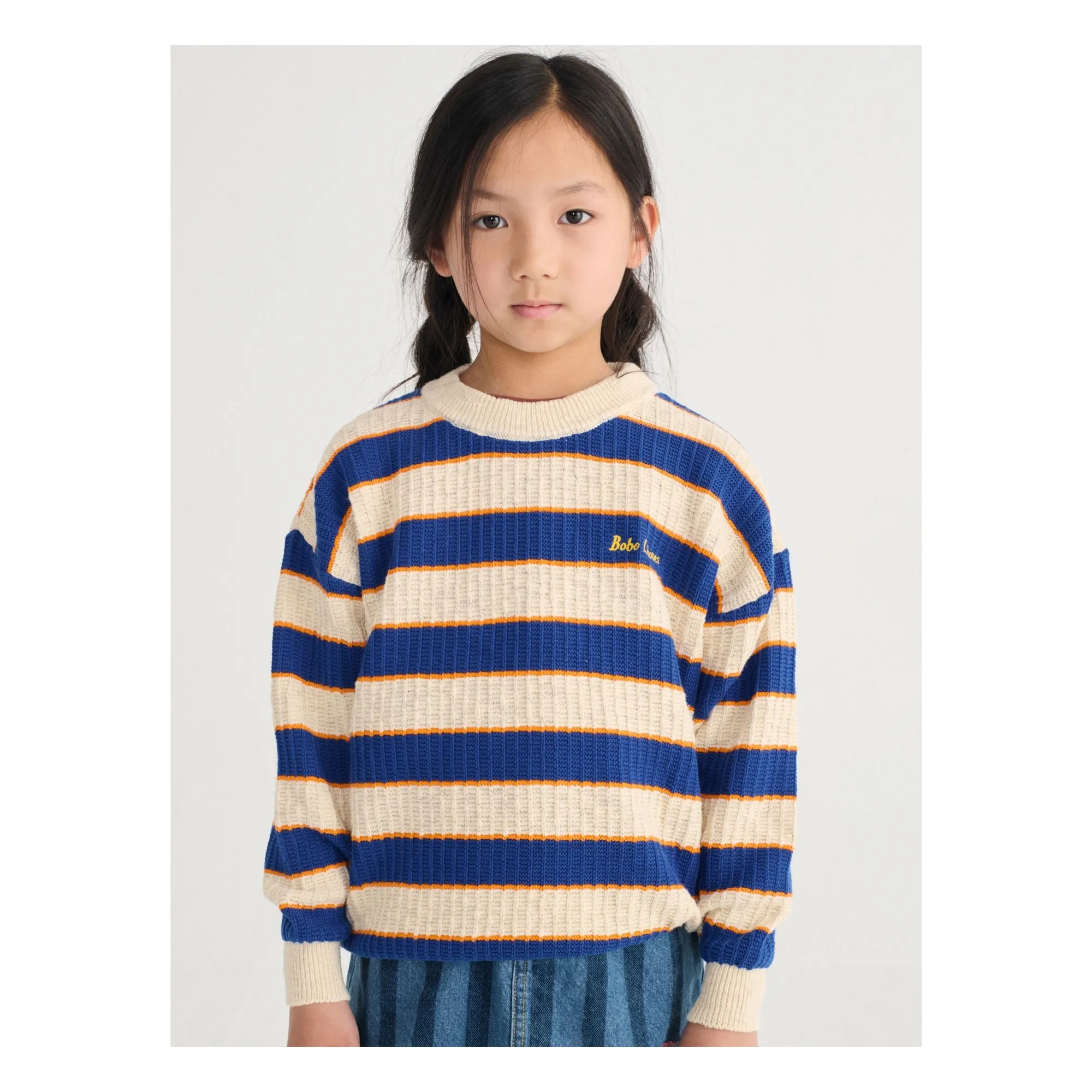 Pull Rayé Coton Bio | Beige chiné- Image produit n°6