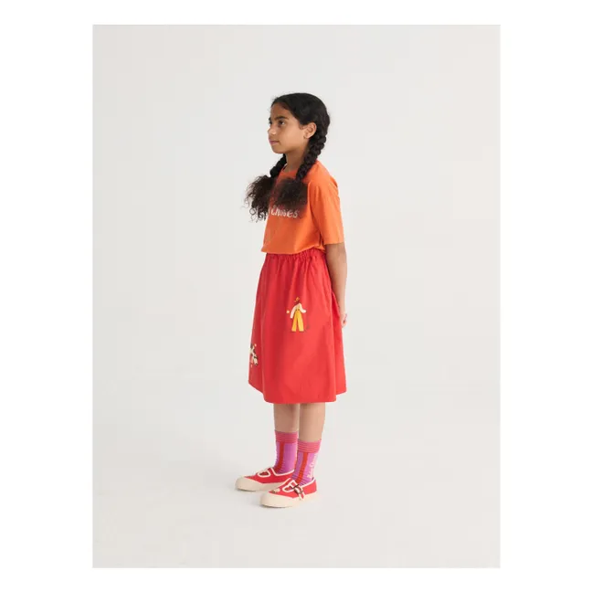 Falda Midi Farmhouse Algodón Ecológico | Rojo