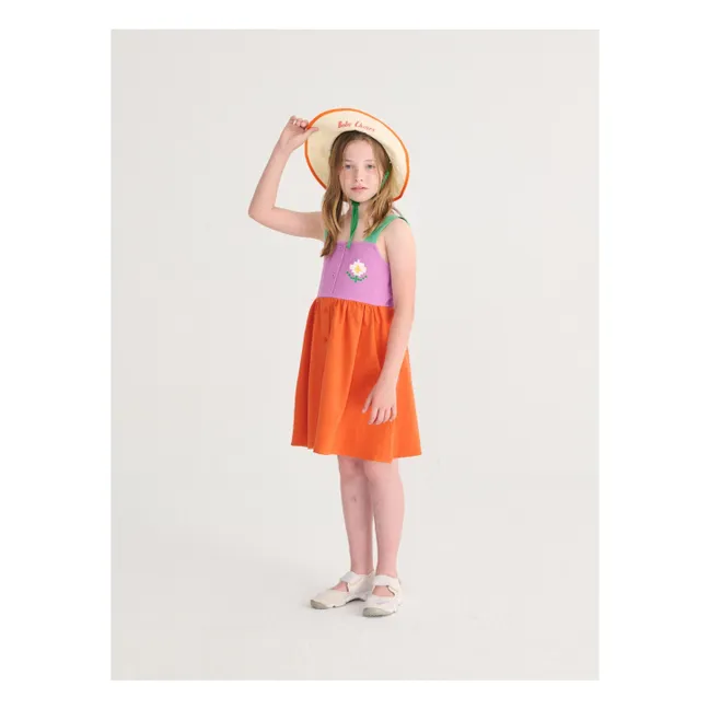 Vestido de algodón orgánico con bloques de color | Naranja