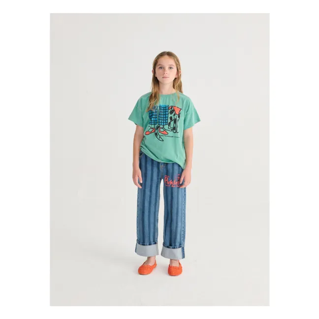 Organic Cotton Striped Jeans | Blue
