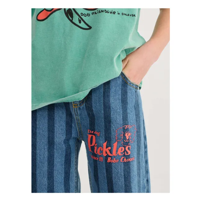 Organic Cotton Striped Jeans | Blue