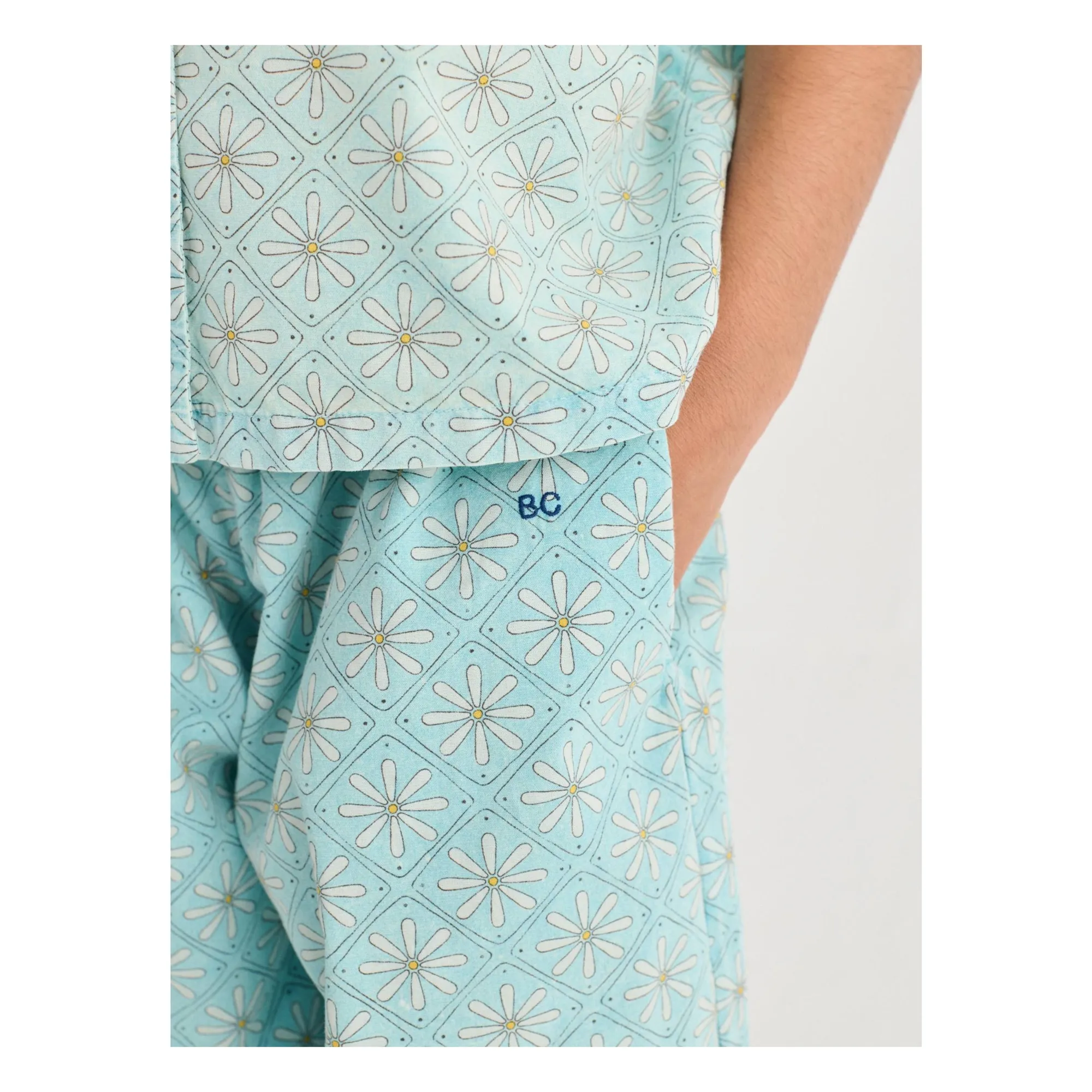 Jupe-Culotte Marguerites Coton Bio | Bleu Clair- Image produit n°2