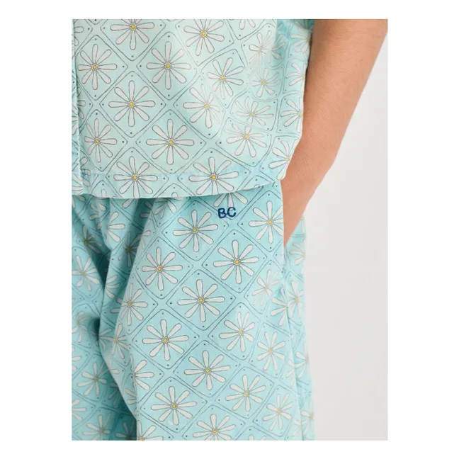 Gonna-pantalone a margherita in cotone biologico | Azzurro