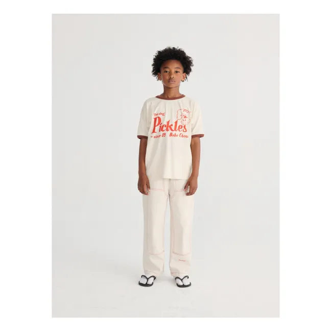 Pantalones con paneles de sarga de algodón orgánico | Blanco