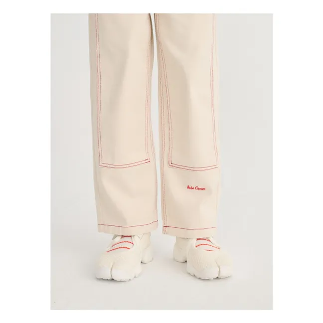 Pantalones con paneles de sarga de algodón orgánico | Blanco