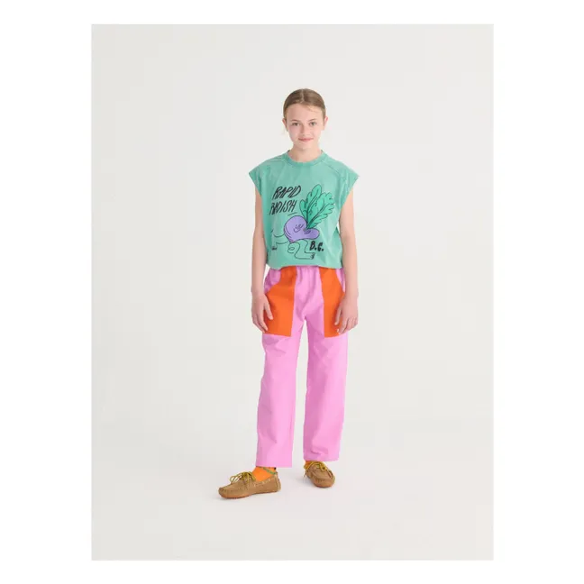 Pantalones de algodón orgánico con bloques de color | Violeta