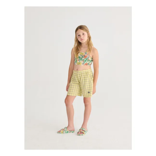 Short Carreaux Coton Bio | Jaune