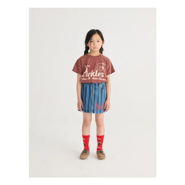 Jupe Denim Rayée Coton Bio | Bleu