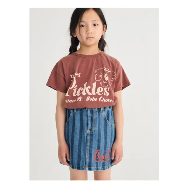 Jupe Denim Rayée Coton Bio | Bleu