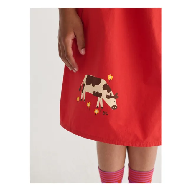 Jupe Midi Ferme Coton Bio | Rouge