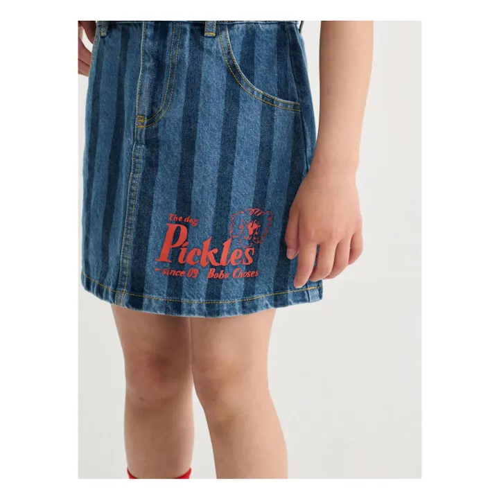 Jupe Denim Rayée Coton Bio | Bleu- Image produit n°1