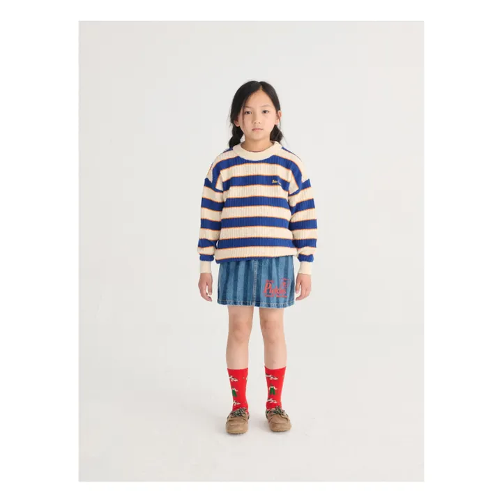 Jupe Denim Rayée Coton Bio | Bleu- Image produit n°0