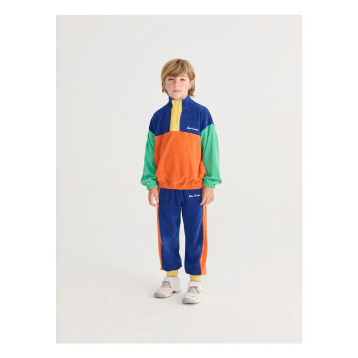 Sudadera de felpa de algodón orgánico con bloques de color | Naranja- Imagen del producto n°1