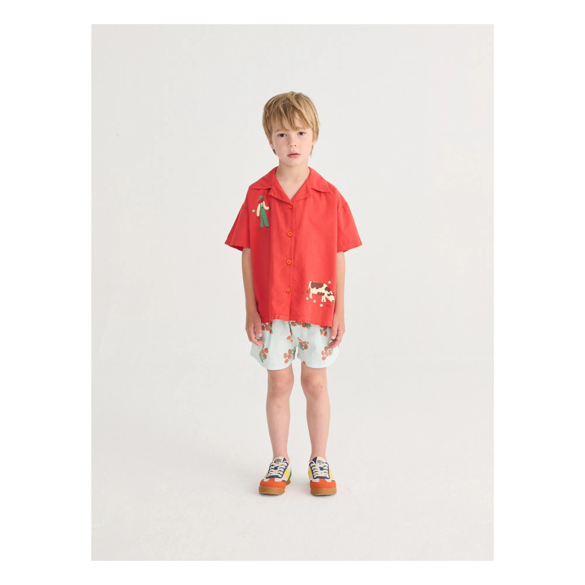 Short Tomates Coton Bio | Bleu pâle- Image produit n°1
