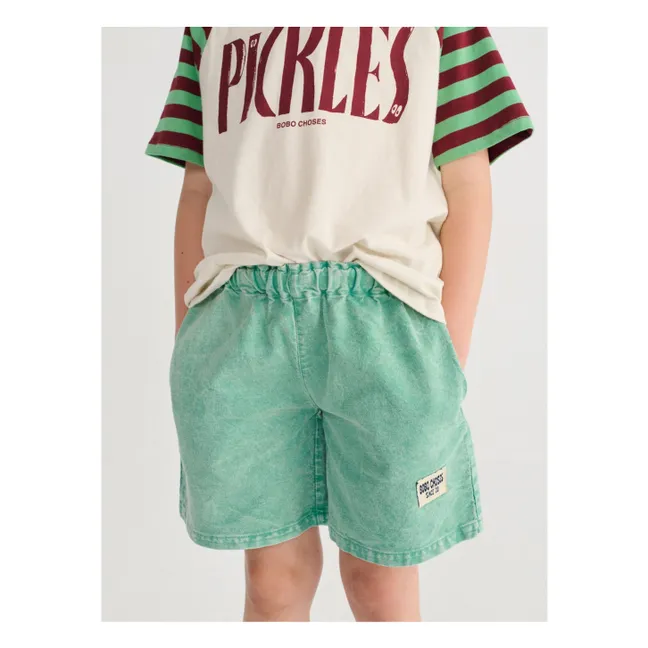 Pantalones cortos de algodón orgánico lavado | Verde