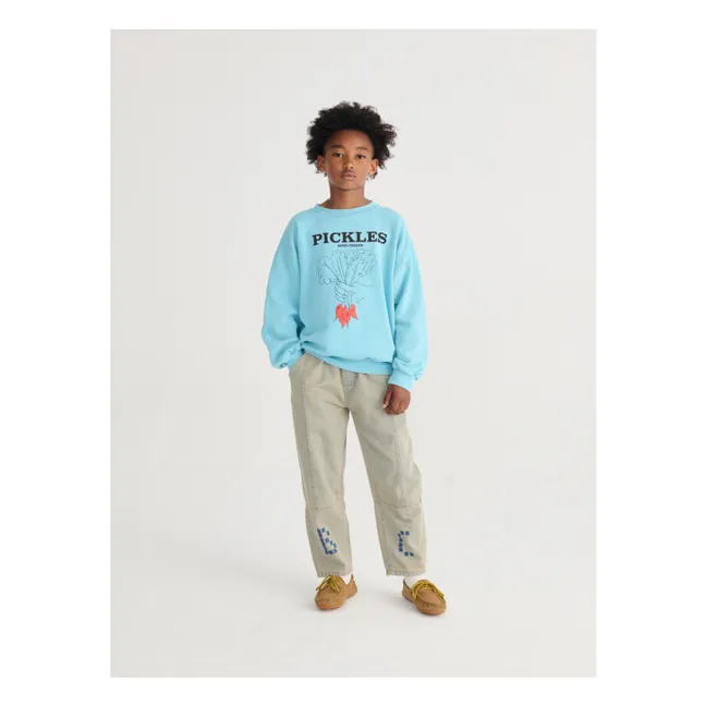 Sudadera Pickles de algodón orgánico | Azul Cielo