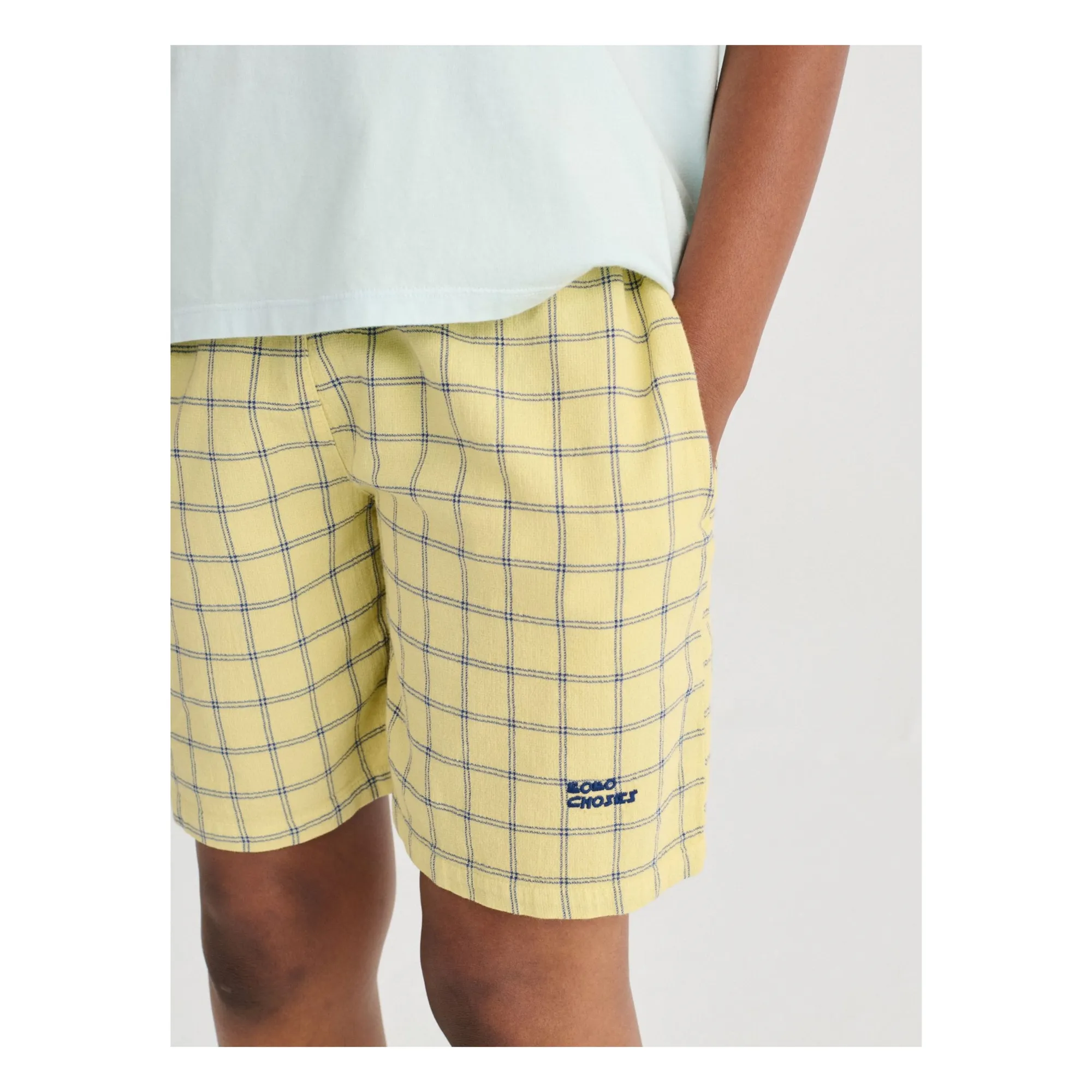 Short Carreaux Coton Bio | Jaune- Image produit n°4