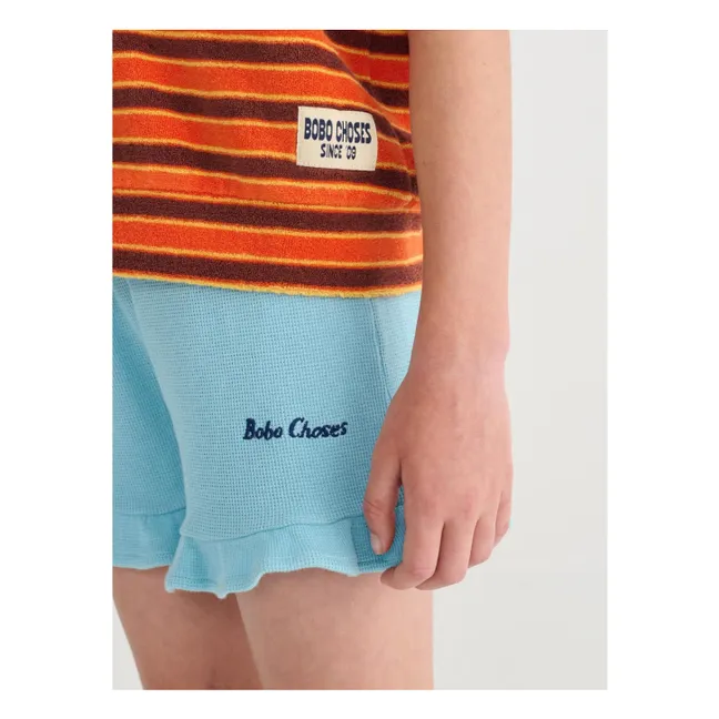 Bobo Choses Organic Cotton Ruffle Shorts | Light blue