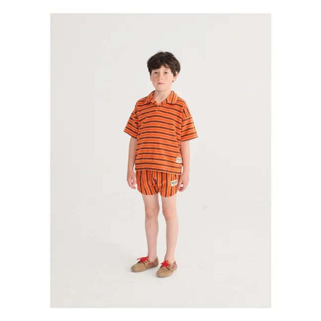 Frottee-Streifen-Shorts | Orange