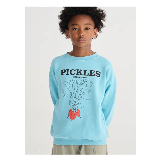 Felpa in cotone biologico Pickles | Azzurro
