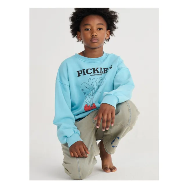 Sudadera Pickles de algodón orgánico | Azul Cielo