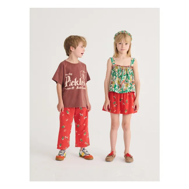 Top de algodón orgánico con camisas floreadas | Blanco