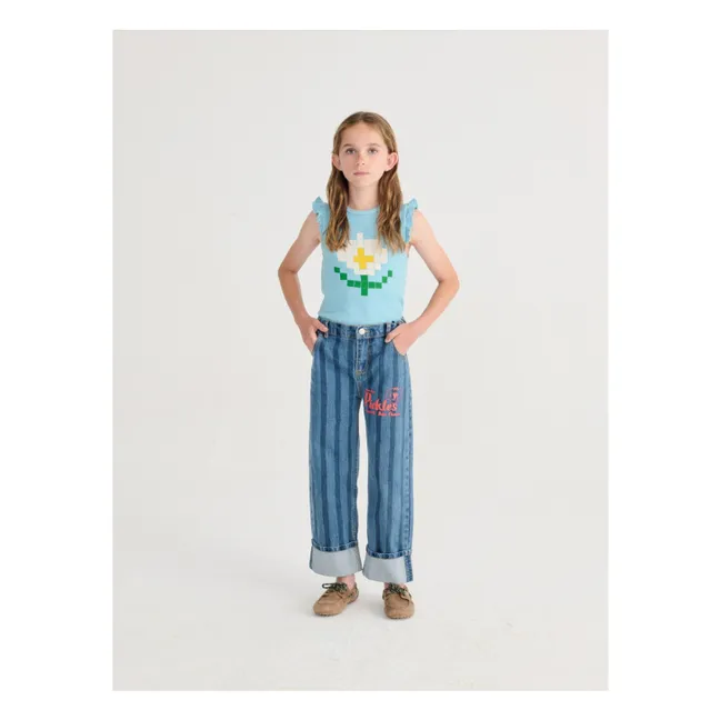 Canotta con volant Daisy in cotone organico | Azzurro